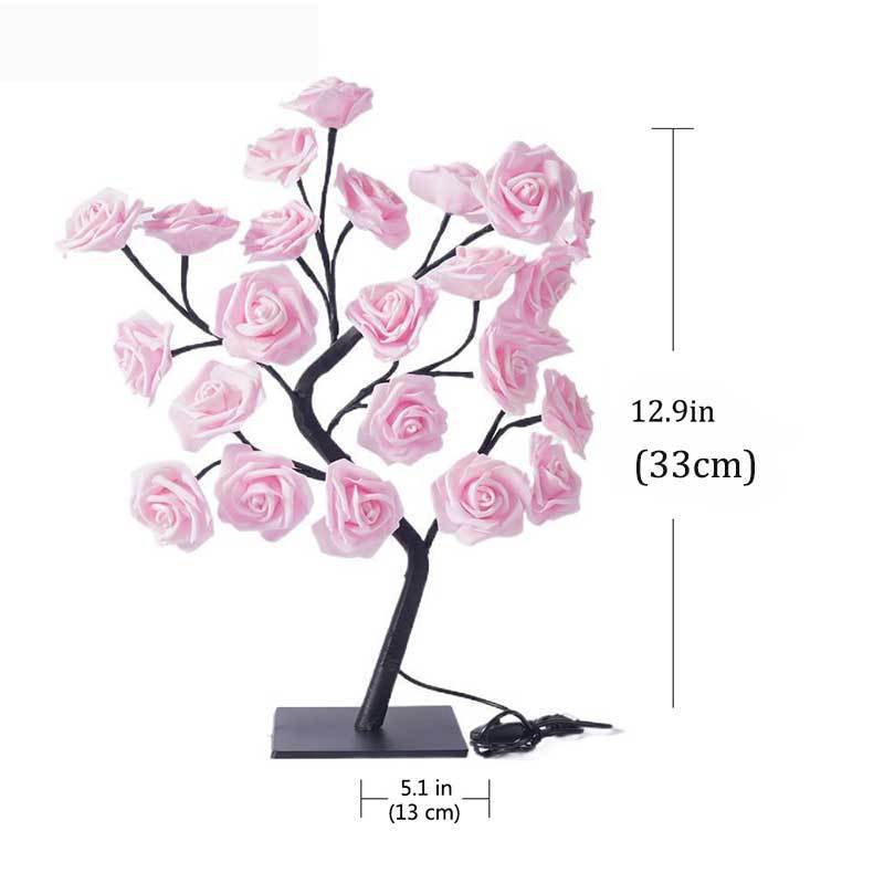 Wholesale LED Rose Table Lamp 24led Romantic Flower Night Light Wedding Bedroom Indoor Decoration Rose Flower Bonsai Tree Light