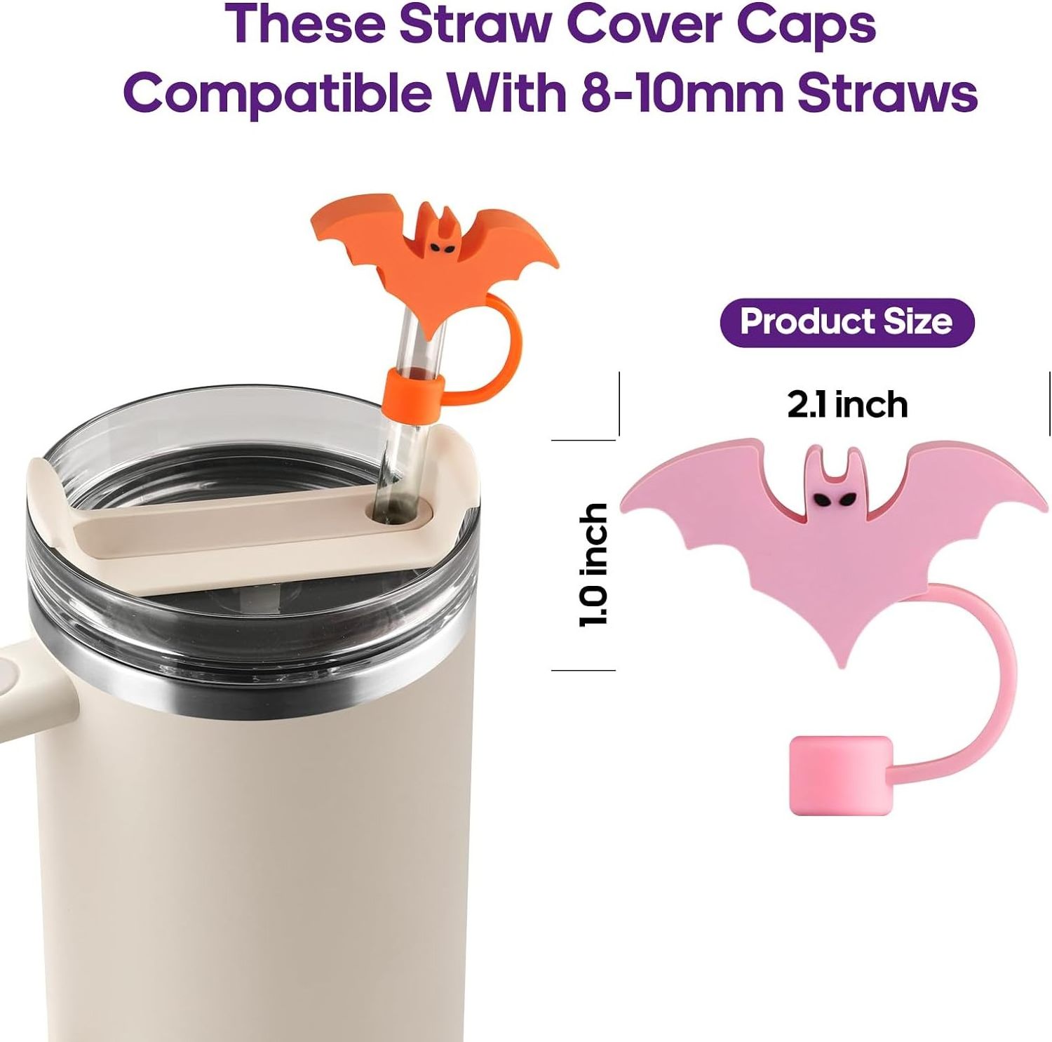 New Design Halloween Silicone Straw Covers Cap for Stanley Cup,Cute Straw Topper,Reusable Dust-Proof Drinking Straw Cover