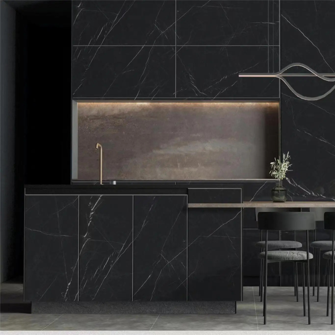 Sintered stone 1200*2400 * 9 mm wall panel desktop large format ceramic tile porcelain panel black sintered stone