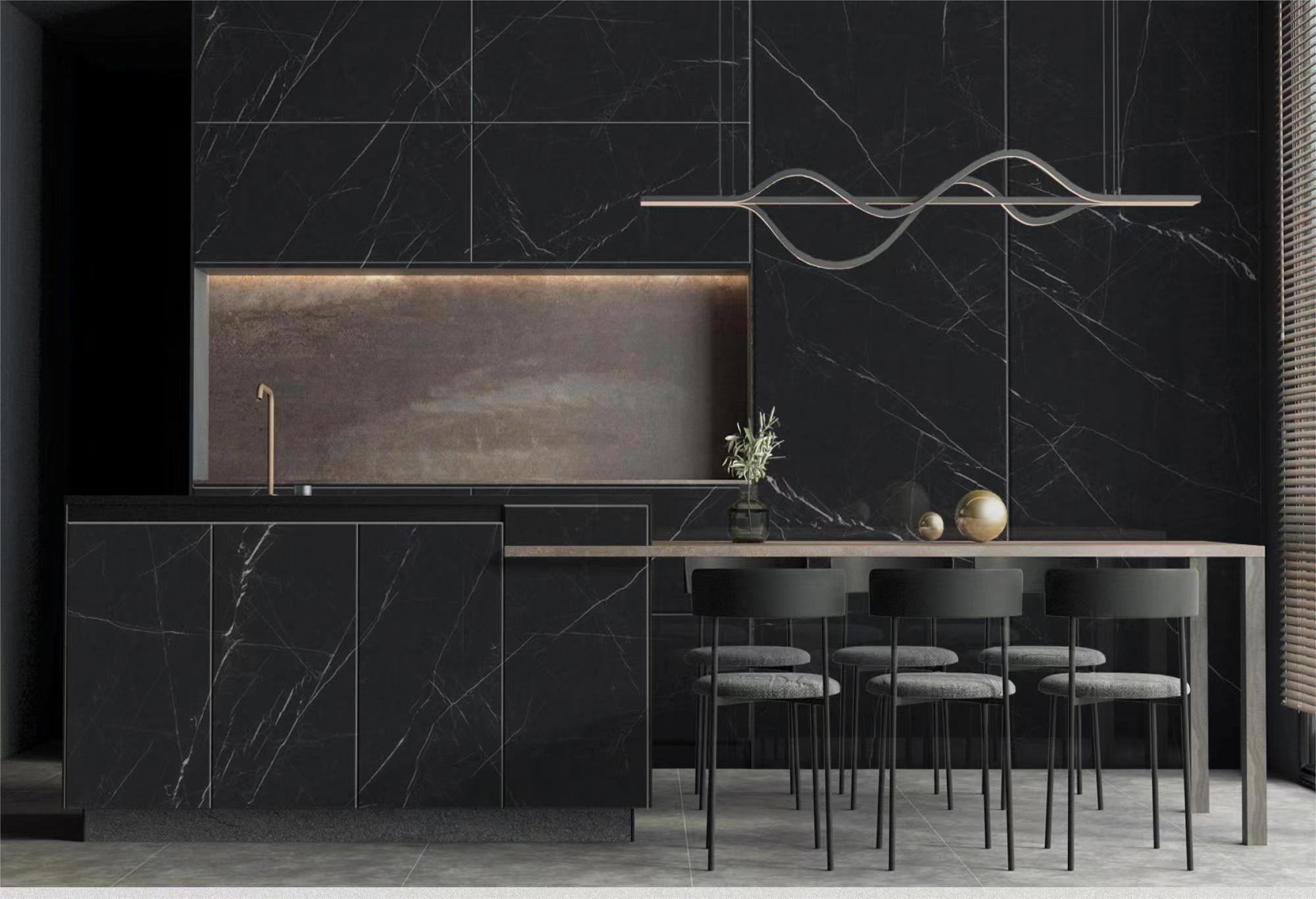 Sintered stone 1200*2400 * 9 mm wall panel desktop large format ceramic tile porcelain panel black sintered stone