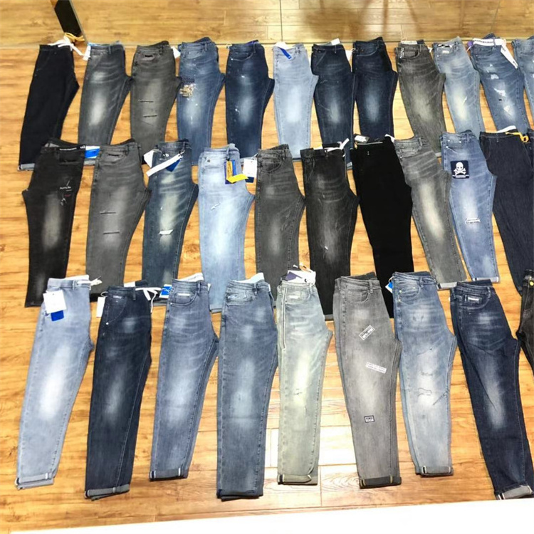 stock cut  label newest cheapest good quality mixed denim used men's second-hand Jeans Stock used jeans wholesale