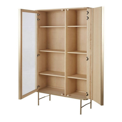 Customized Furniture wardrobe shoe cabinet glass wood cabinet glass door tall glass display cabinet