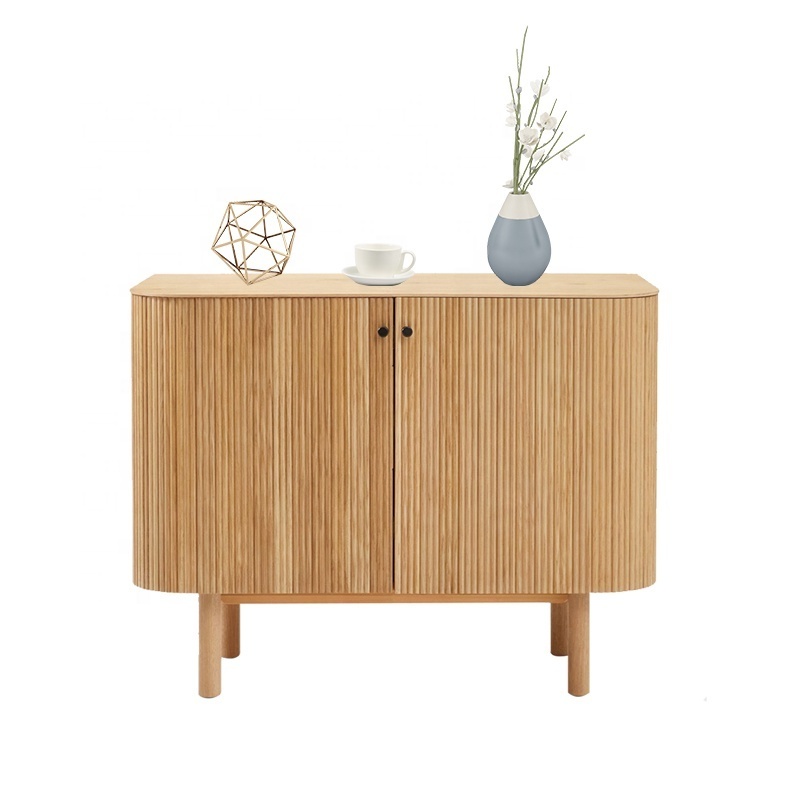 High Quality Nordic Style Natural Living Room Solid Wood 2 Door Sideboard Storage Cabinet