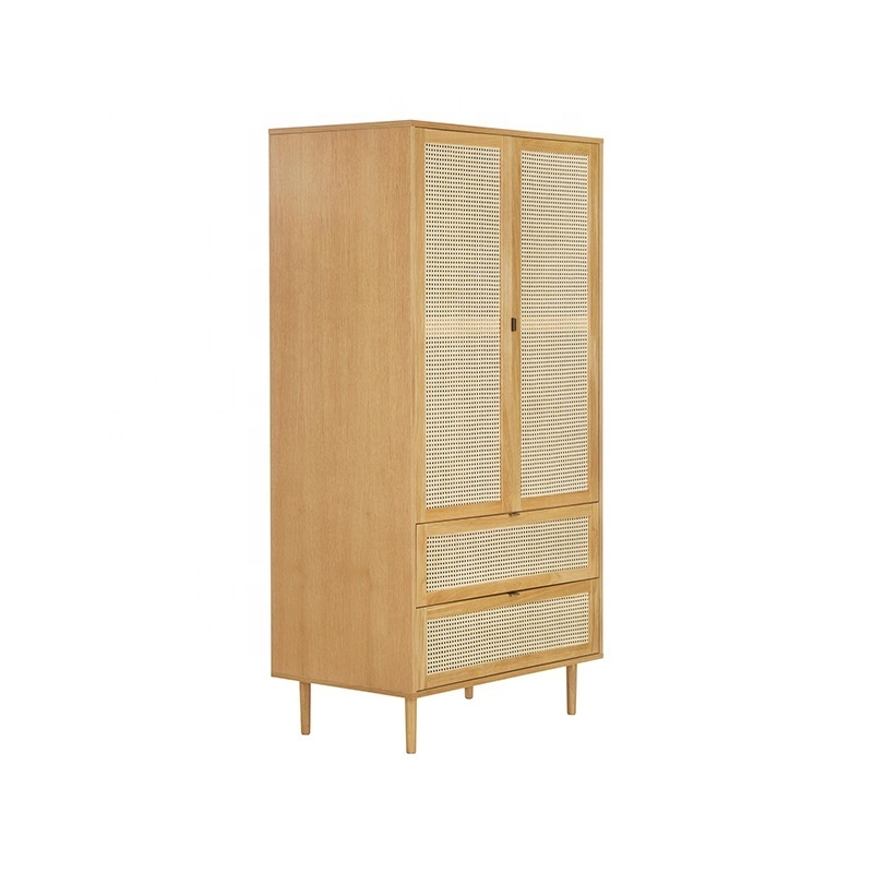 Multiple Combinations Storage Drawer Cabinet Wood Real Rattan Wardrobe for Children' Toys Clothes