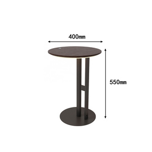 Modern Desig Table Living Room Furniture Metal Wood Smart Bedside Table Round Coffee Table with light