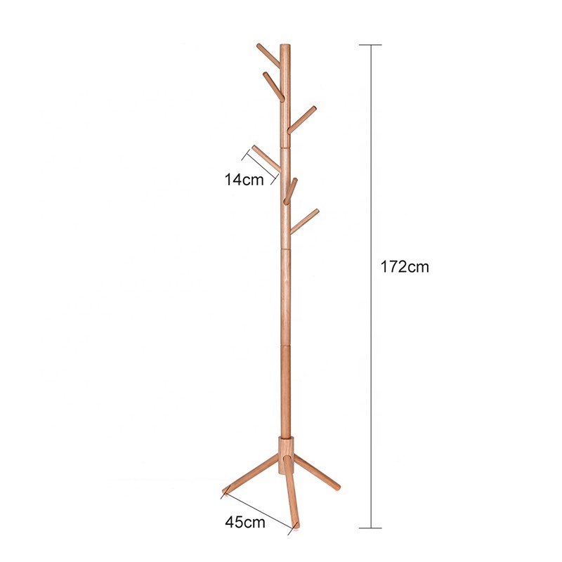 OEM Portable Tree-Shaped Wooden Coat Hanger Rack in Natural Color Good Price for School Farmhouse Hall Application