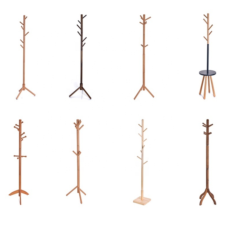 OEM Portable Tree-Shaped Wooden Coat Hanger Rack in Natural Color Good Price for School Farmhouse Hall Application