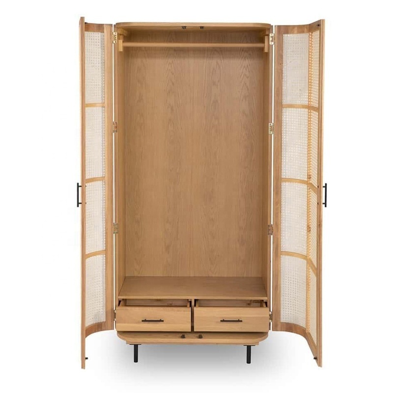 OEM Custom Made Modern MDF Rattan Wood Wardrobe Bedroom Storage Cabinets Walk in Closet Wardrobes Design