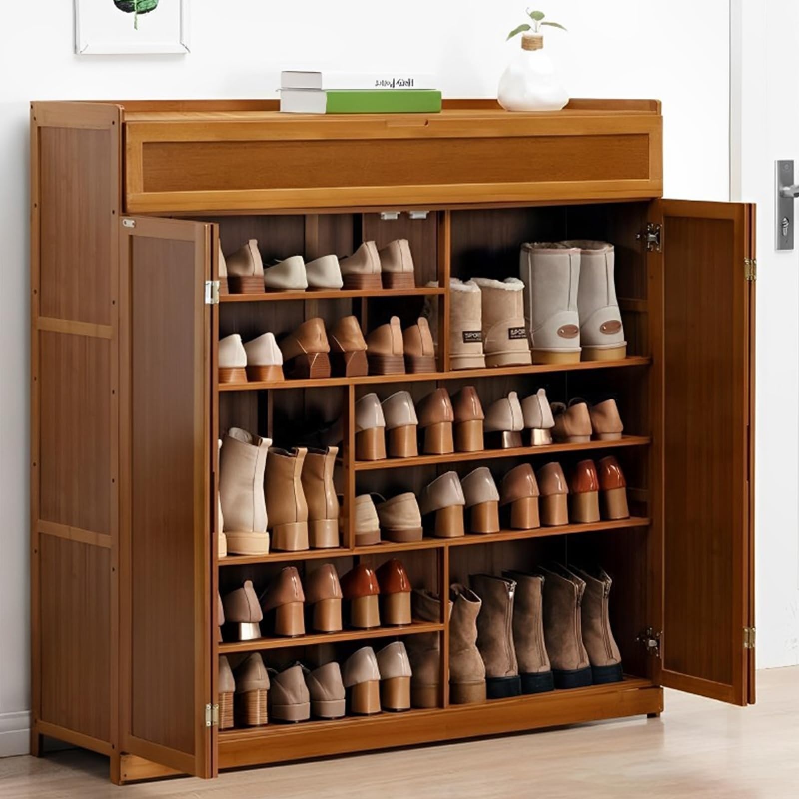 OEM Shoe Cabinet Home Entrance Bamboo Shoe Cabinet Thin Shoe Cabinet for Living Room