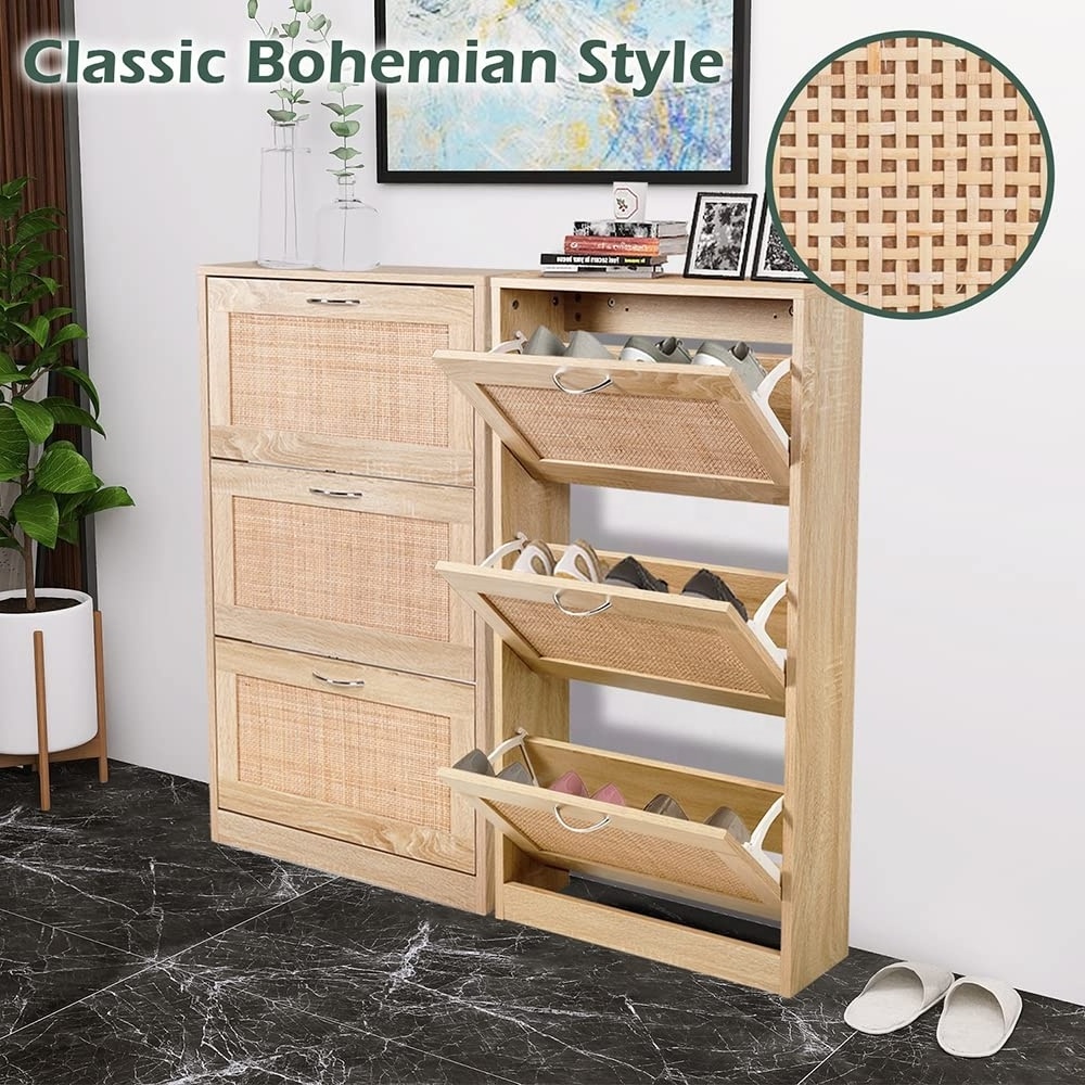 Slim Wooden Shoe Rake Storage Cabinet for Entryway Living Room Warehouse Hotel Workshop or Mall Furniture