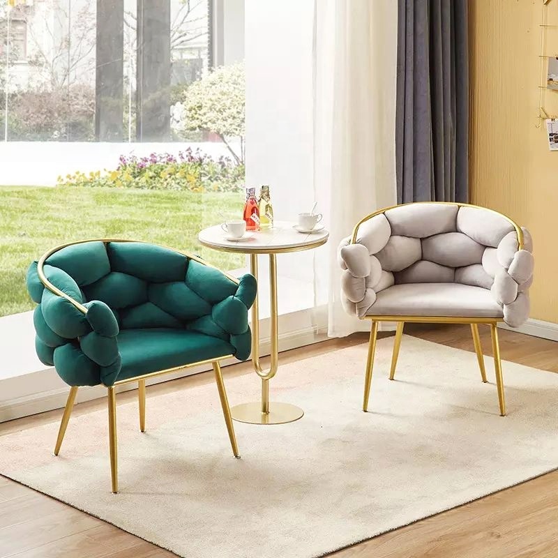 OEM High quality Fashion modern comfortable boucle velvet fabric colorful velvet nordic chair dining chairs