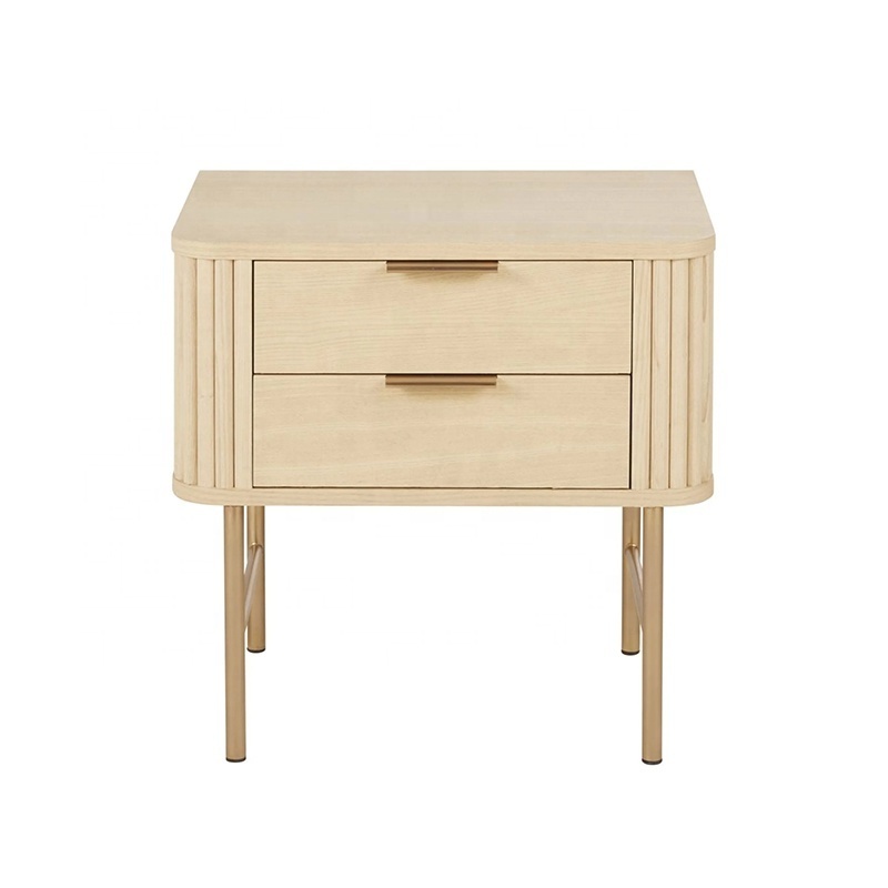 High Quality Modern Nightstand 2 Drawers Smart Bedside Table Cabinet Furniture OEM High Wood for Bedroom Household Use