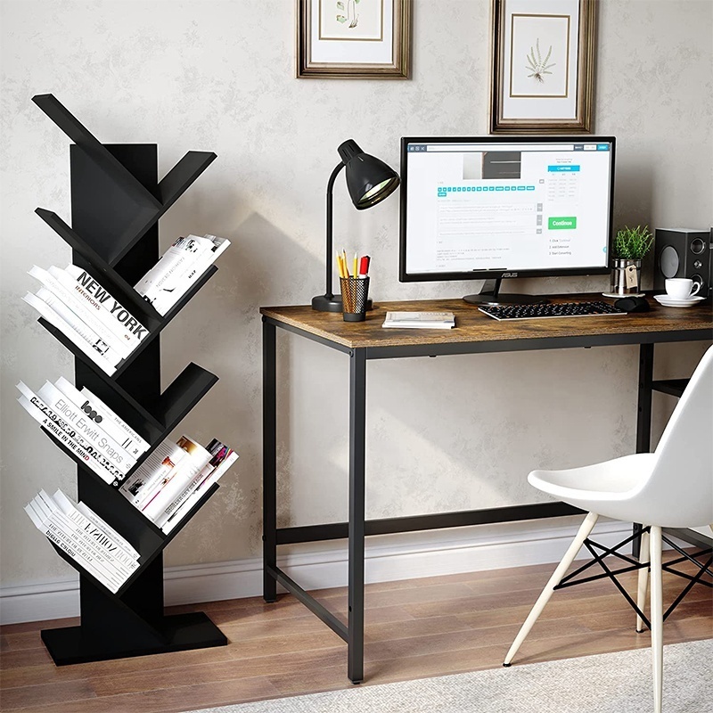 Modern Scandinavian Wooden Bookshelf Tree-Shaped Corner Shelf Solid Wood for Villa or Mall Minimalist Design Style