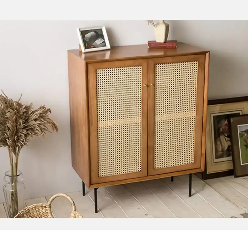 black solid wood storage cabinet  with large storage space wooden living room cabinet with 2 doors