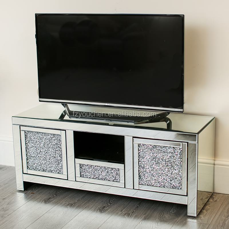 Crushed Diamond 3 Door 3 Drawer Mirrored Sideboard