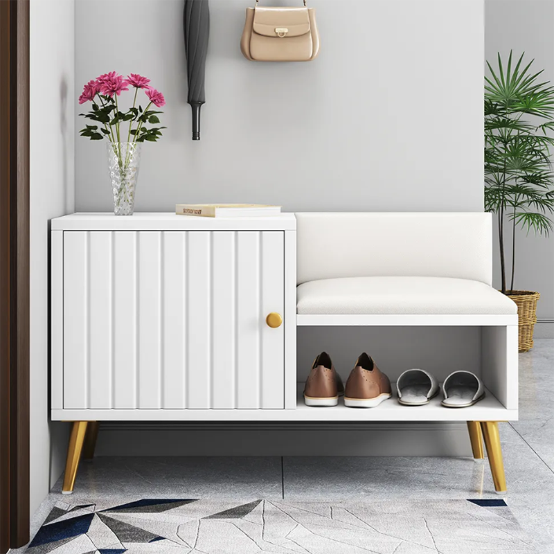 Home furniture white wooden shoe storage cabinet bench