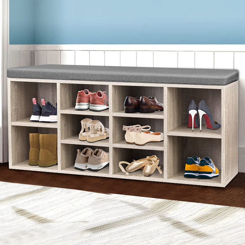 Home furniture white wooden shoe storage cabinet bench