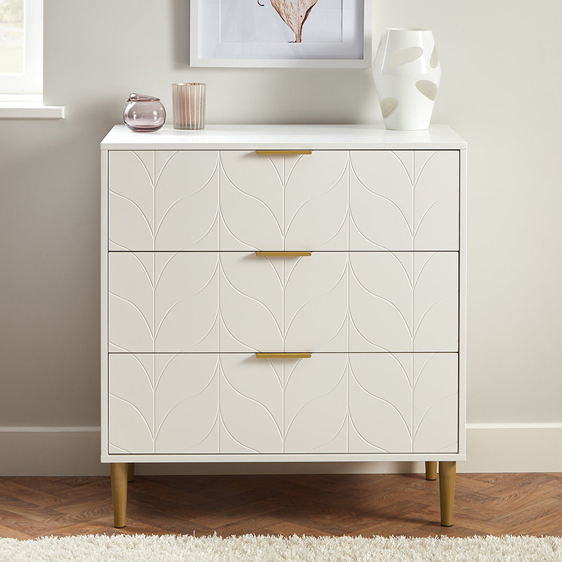 Modern 3-Drawer White Painted Wooden Cabinet for Bedroom or Living Room Home Furniture Storage Cabinets