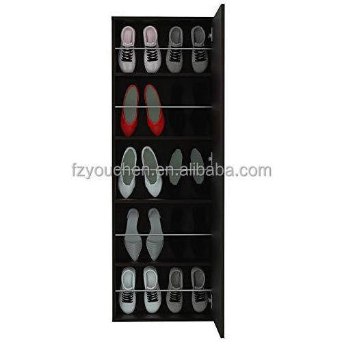 Panel Furniture KD Hotel Hallway Tall Slim Wall Hanging Shoe Rack Cabinet with Full Length Mirror