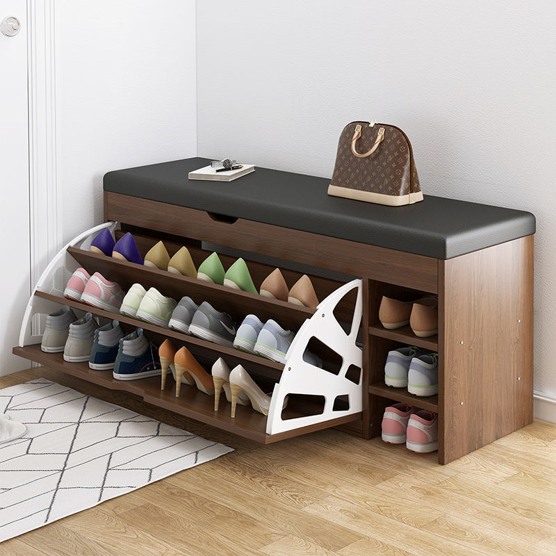 Wholesale Luxury Design OAK Rotating Foldable Shoe Rack Storage Organizer Home Furniture Wooden Shoe Cabinet for  Living Room