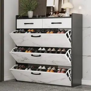 2024 Wholesale Modern Marble Wooden OAK Wood Shoe Rack 4 Tier Shoe Cabinet Wooden Shoe Rack for Living Room