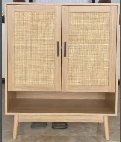 Wholesale Solid Wood Rattan Wicker Shoe Cabinet Multi-Layer Storage Cabinet for Living Room