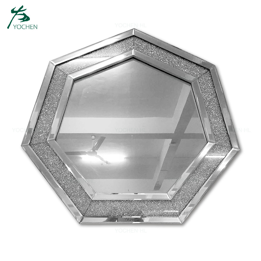 LED Rectangular Diamond Crushed Crystal Glass Wall Mirror