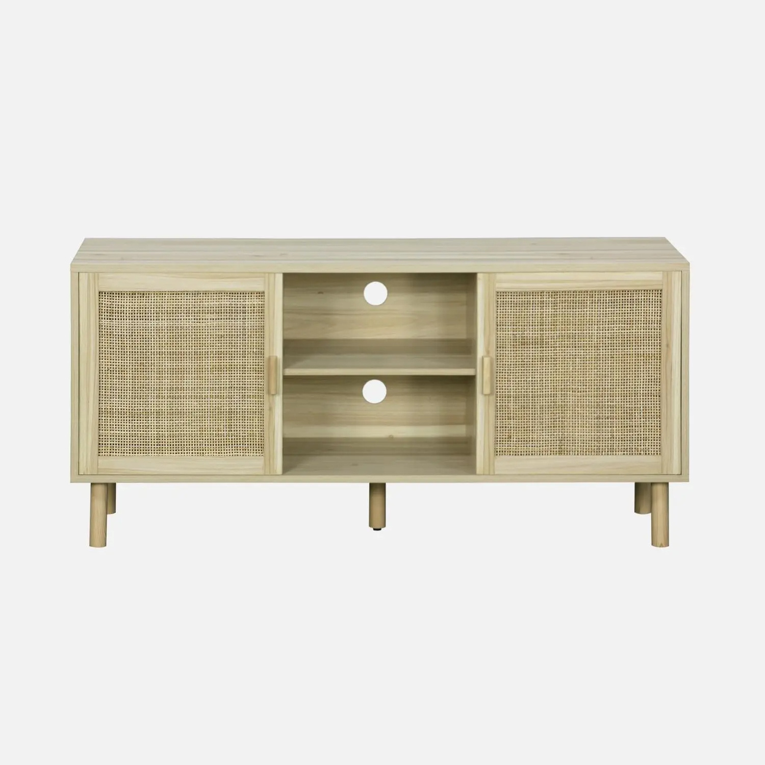 Wholesale Nordic 4 Doors Rattan Entryway Cabinet Wood Sideboard Furniture Rattan Cabinet for Living Room