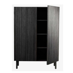 black solid wood storage cabinet  with large storage space wooden living room cabinet with 2 doors