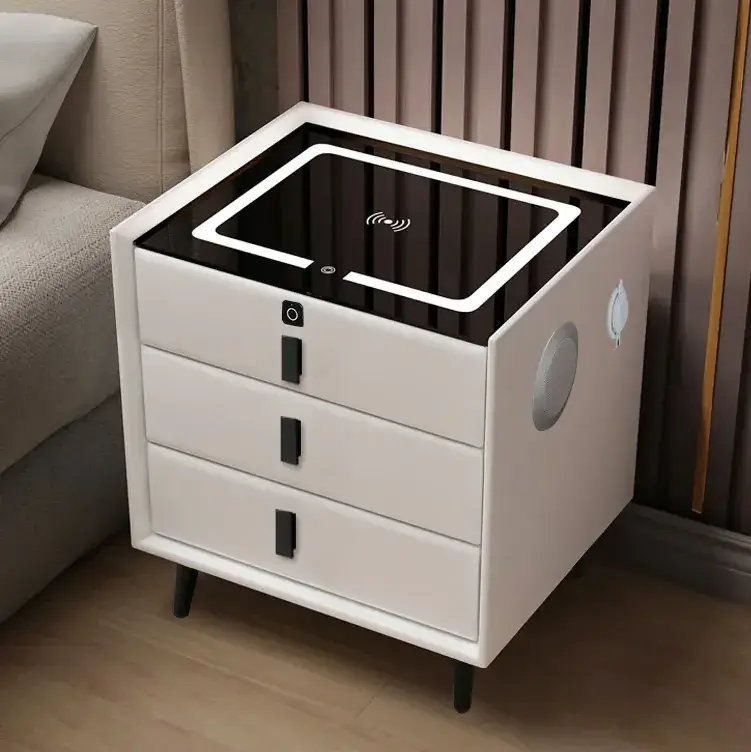 2023 Wholesale Home furniture Furniture Smart Nightstands Wireless Charging Table Bedside Cabinet for Bedroom