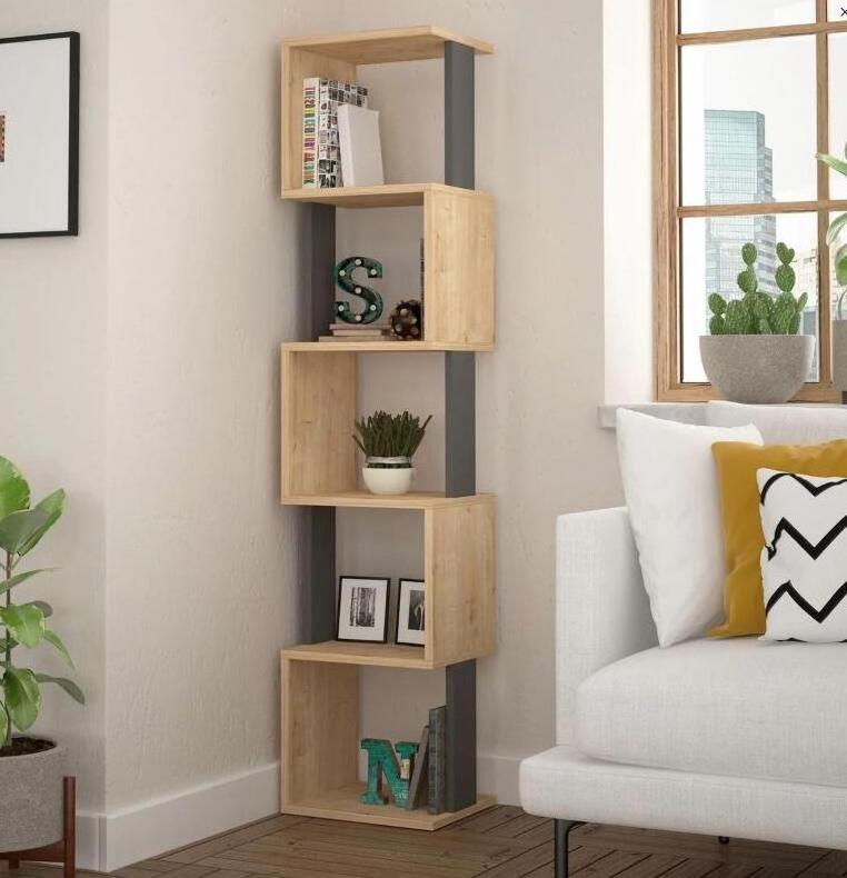 Freestanding Shelving Unit Wooden Bookcase Cube Display Book Shelf 5-Tier Bookshelf