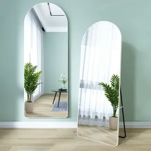 Wholesale Aluminum Frame Arched Full-Length Wall Mirrors Factory Floor Dressing Wood Cabinet for Living Room Bedroom Home Use