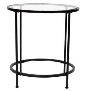 Modern round Black Glass Side Table Small Coffee Table for Home Kitchen Dining and Living Room Metal Furniture