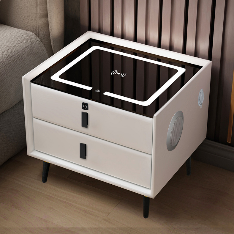 2023 Wholesale Home furniture Furniture Smart Nightstands Wireless Charging Table Bedside Cabinet for Bedroom