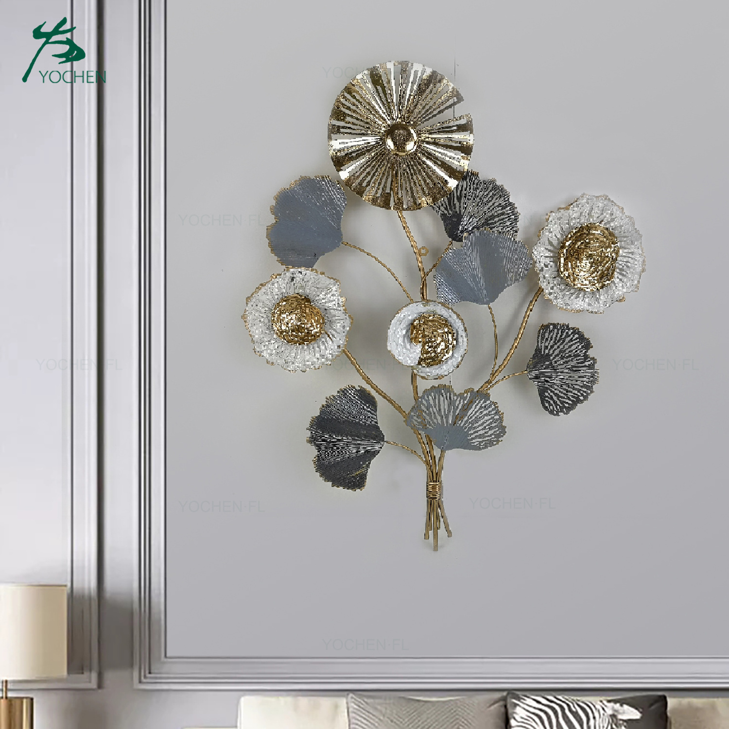 Pastoral Style Metal Wall Accessory 3D Leaf Shaped Hanging Decor for Home Art Living Room Furniture Gift Ideas