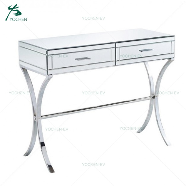 Luxury Chrome Stainless Steel Console Table Mirror Hallway Entry Kitchen Dining Hotel Glass MDF Marble Metal Home Furniture