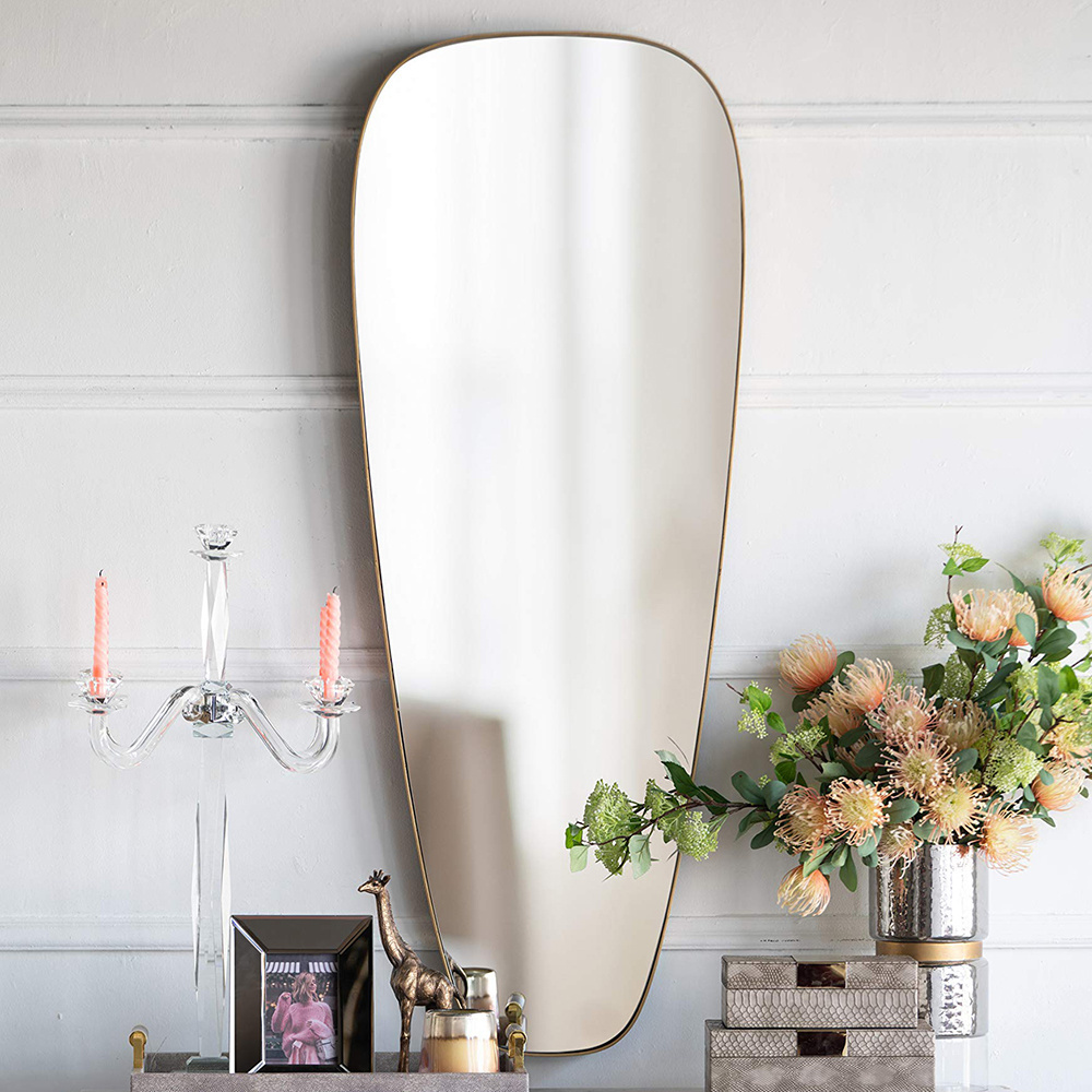 Modern Teardrop Shaped Wall Decor Mirror 5mm Aluminum Wood Iron Frame Gold Metal Living Bedroom Bathroom High Elegant Dressing