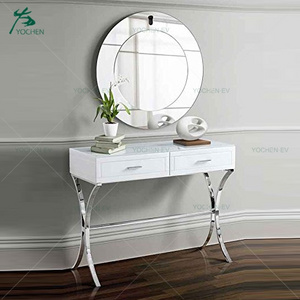 Luxury Chrome Stainless Steel Console Table Mirror Hallway Entry Kitchen Dining Hotel Glass MDF Marble Metal Home Furniture