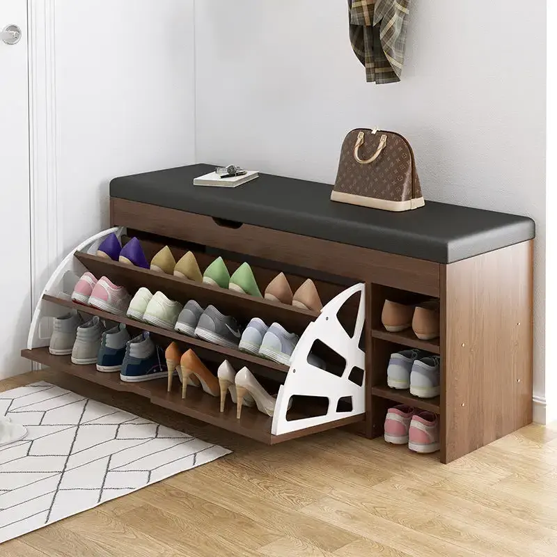 Wholesale Furniture Shoe Display Save Storage Rack Bench Shoe Shelf Space Wooden Shoe Cabinet Racks for Living Room