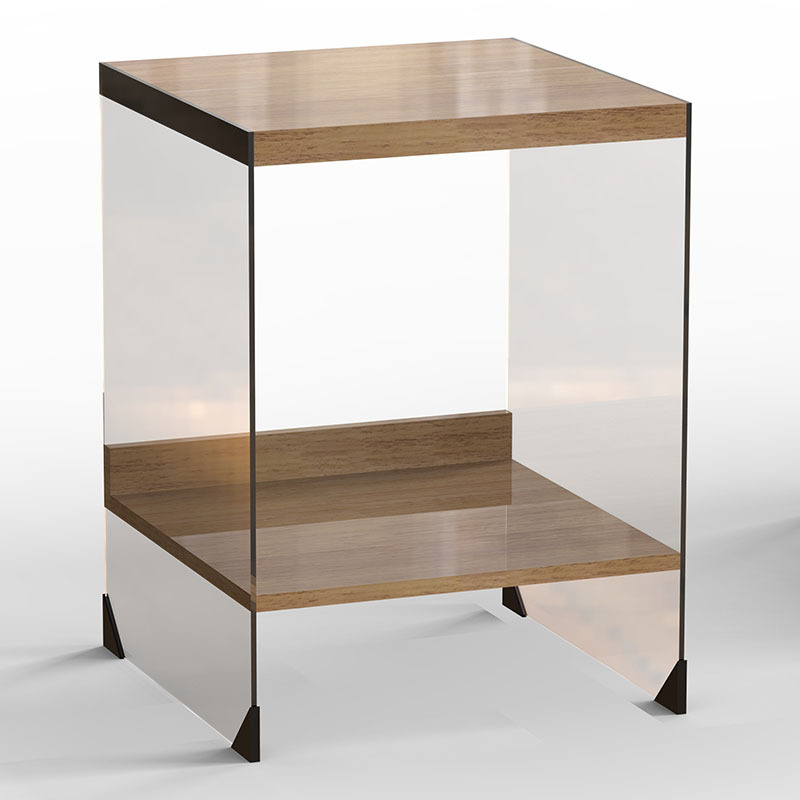 Wooden tempered glass wood center table modern glass rectangle coffee tables