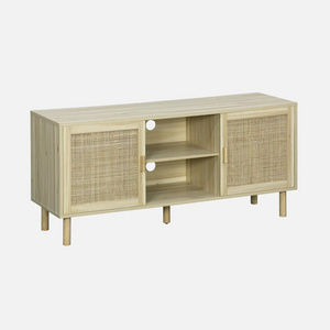 Wholesale Nordic 4 Doors Rattan Entryway Cabinet Wood Sideboard Furniture Rattan Cabinet for Living Room