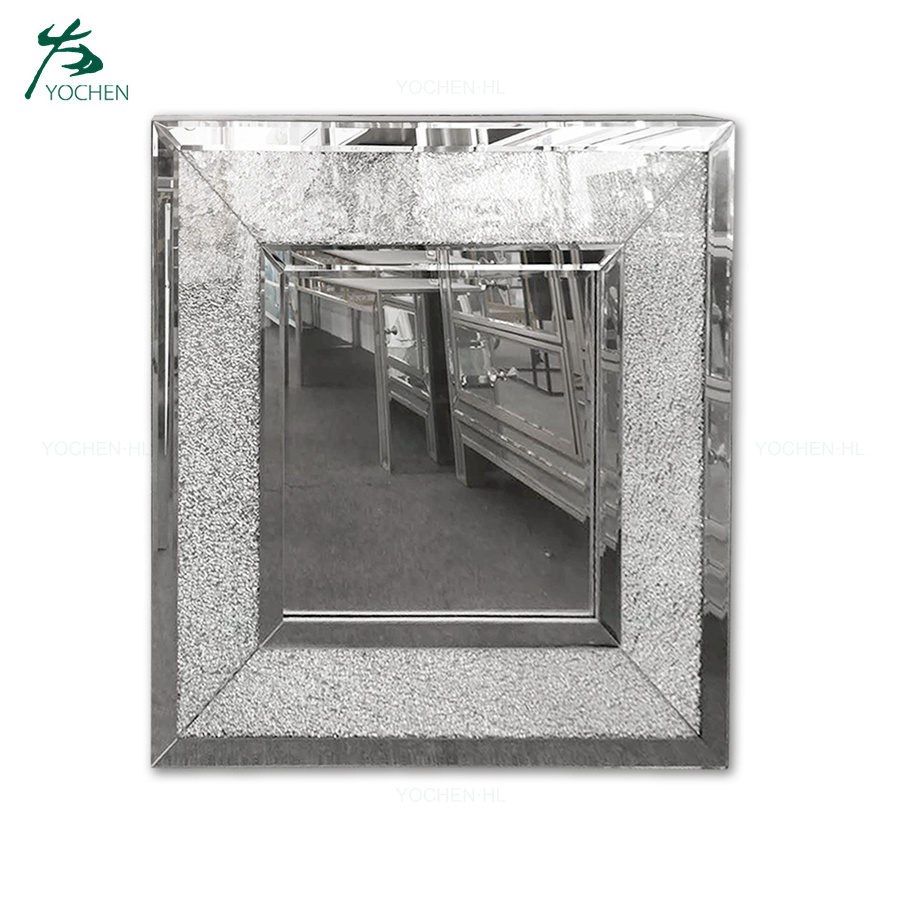 LED Rectangular Diamond Crushed Crystal Glass Wall Mirror