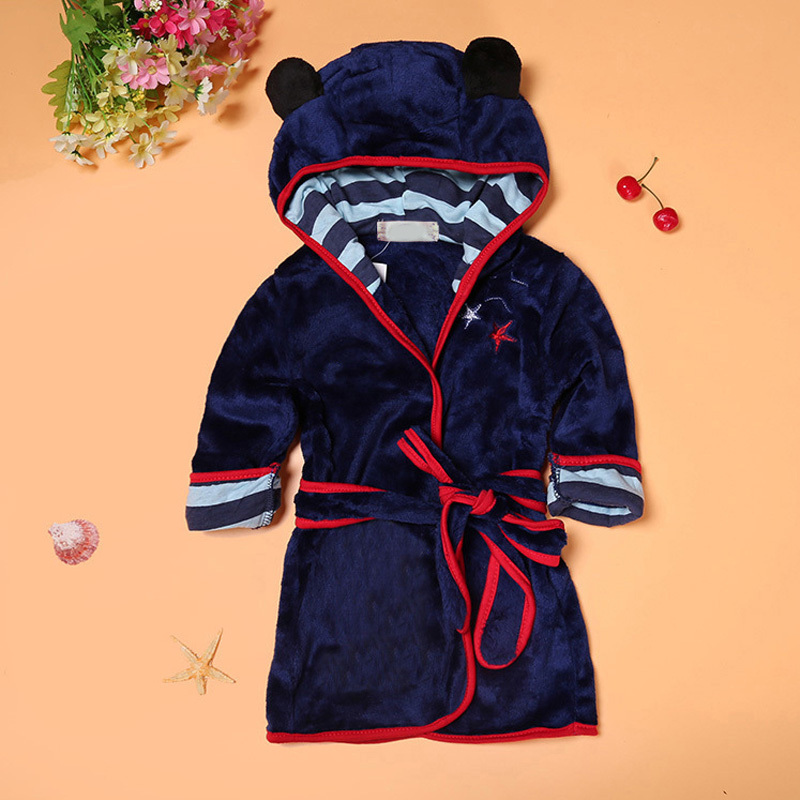 Colors Flannel Cartoon Animal Hooded Kids Bathrobe Pajamas Children Sleepwear