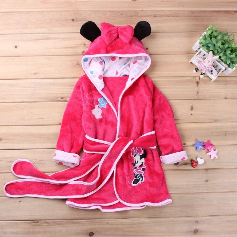 Colors Flannel Cartoon Animal Hooded Kids Bathrobe Pajamas Children Sleepwear