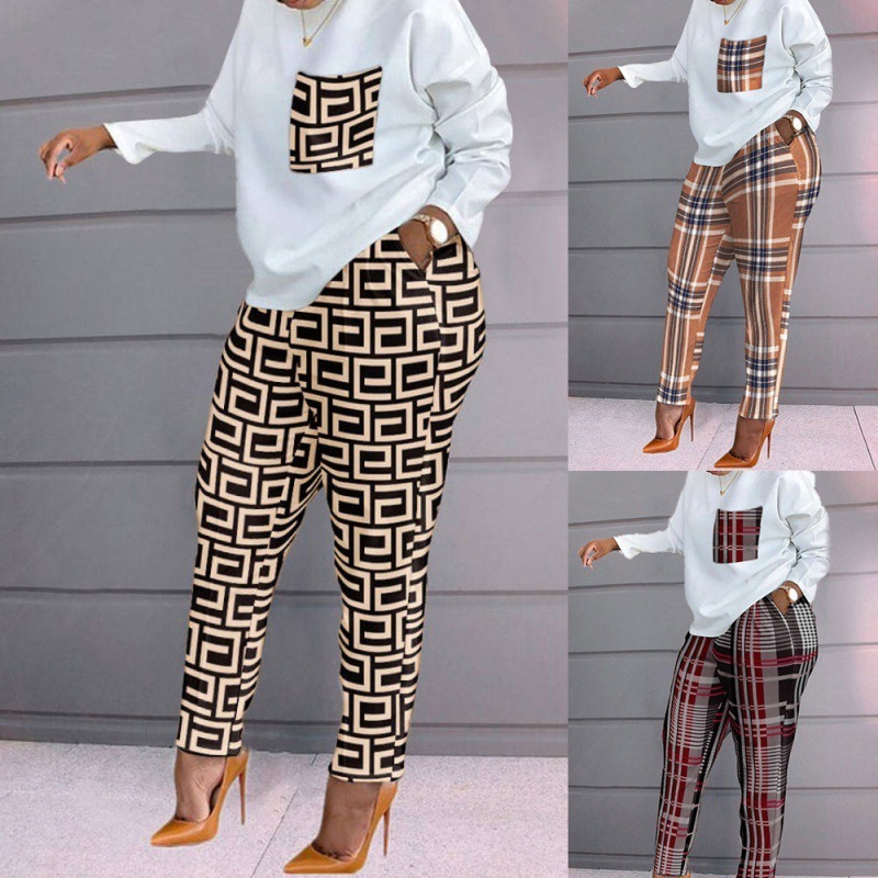 Wholesale Plus Size Casual Tracksuit Fashion Printed Loose Suit African Women's Two Pieces Set