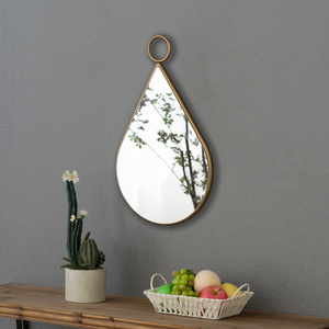 custom modern irregular gold metal frame water drop decoration teardrop wall mirror