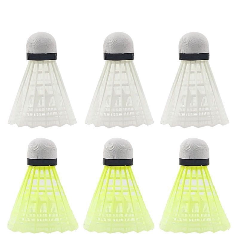 Hot Sell Professional Competition Resistant Play Training Badminton Leisure Outdoor Plastic Nylon Yellow Badminton 6Pcs Pack