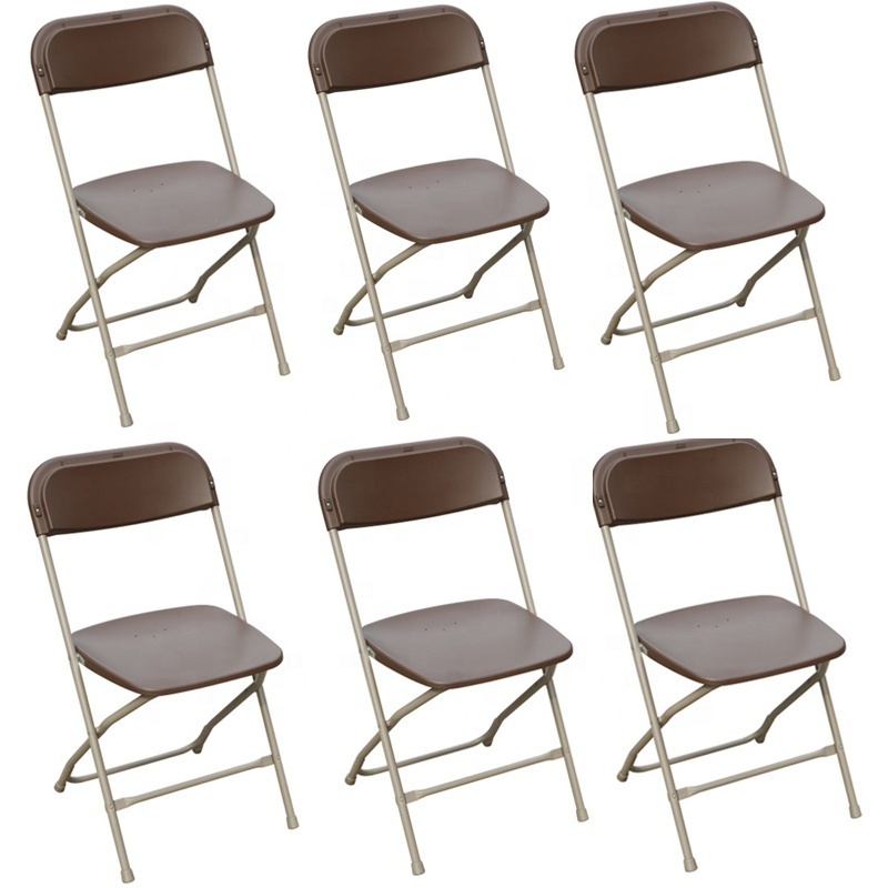 6-Pack Black Plastic Office Folding Chair Commercial Quality Stackable Outdoor Event Wedding Party Chairs