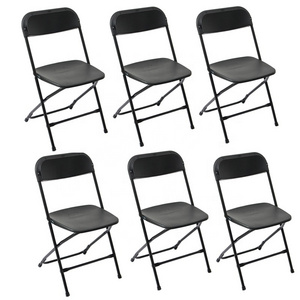 6-Pack Black Plastic Office Folding Chair Commercial Quality Stackable Outdoor Event Wedding Party Chairs