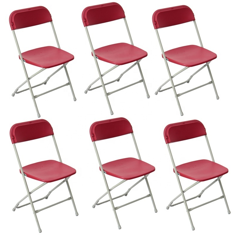 6-Pack Black Plastic Office Folding Chair Commercial Quality Stackable Outdoor Event Wedding Party Chairs